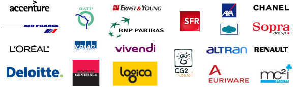 KPMG, BNP Paribas, Sopra group, Altran, Vivendi, l'Or&eacute;al, CSC, etc.
